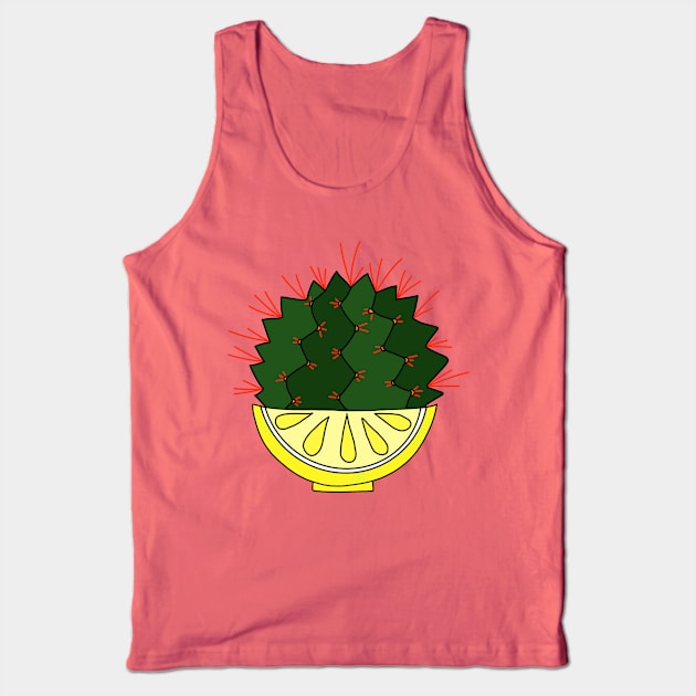 Cute Cactus Design #83: The Lemon Cactus Tank Top by DreamCactus